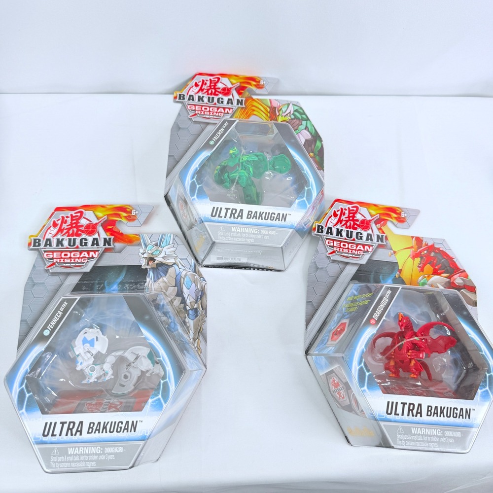 Bakugan Geogan Rising Ultra Lot Falcron Dragonoid Fenneca Action Figures 3 Pack